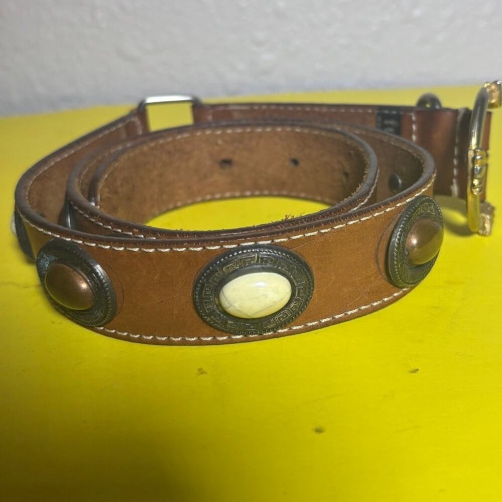 Furla Studded Brown Genuine Leather Belt - Made in Italy - Women's Size M?